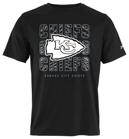 Zubaz NFL Men's Repeat Play Black Short Sleeve T-Shirt, Kansas City Chiefs
