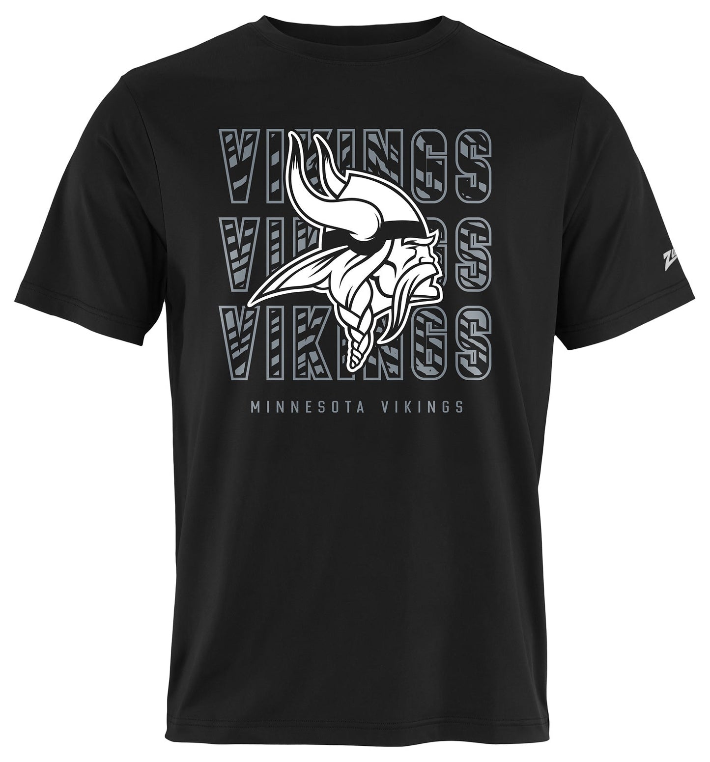 Zubaz NFL Men's Repeat Play Black Short Sleeve T-Shirt, Minnesota Vikings
