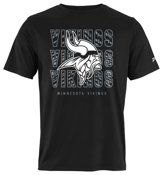 Zubaz NFL Men's Repeat Play Black Short Sleeve T-Shirt, Minnesota Vikings