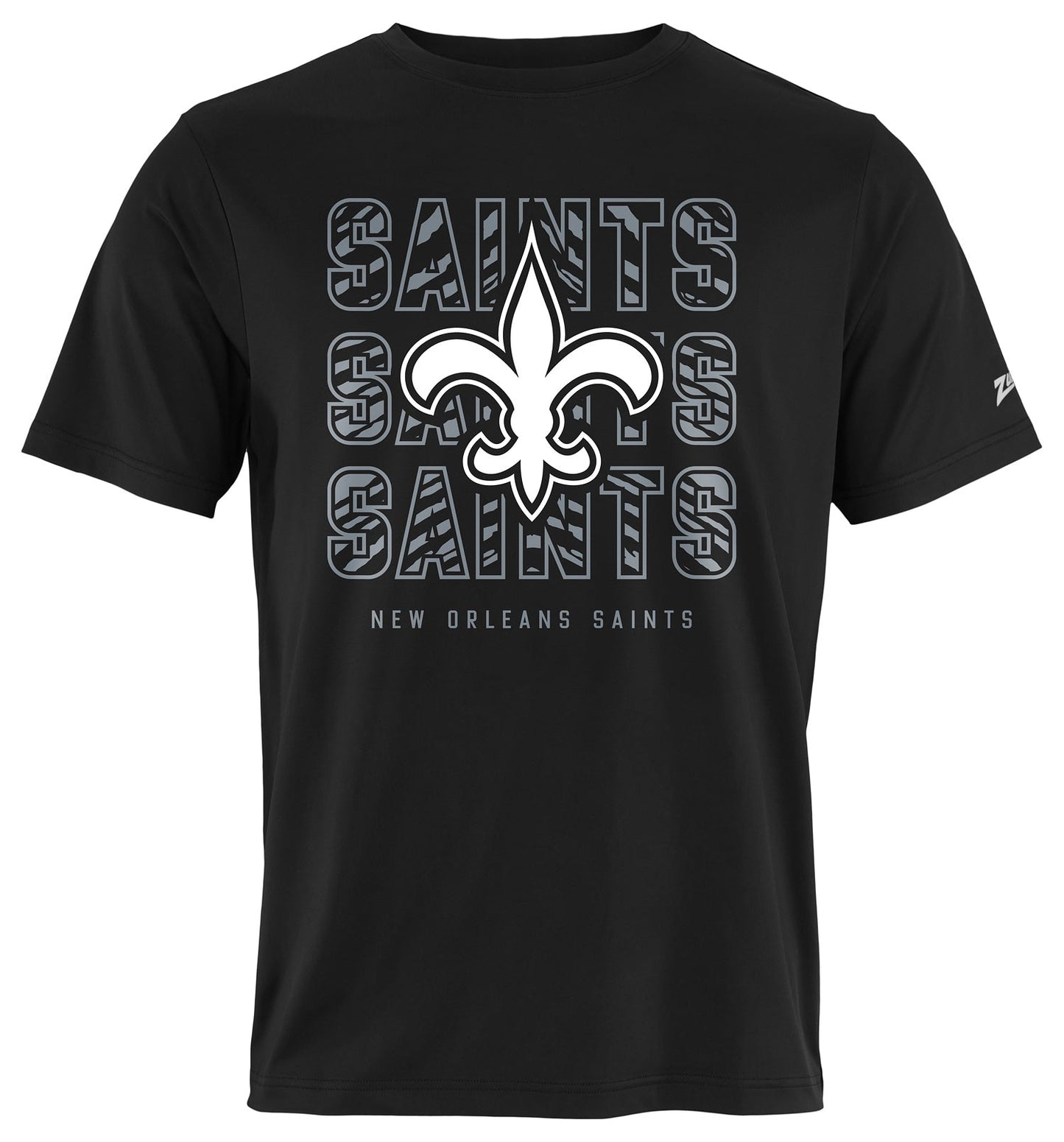 Zubaz NFL Men's Repeat Play Black Short Sleeve T-Shirt, New Orleans Saints