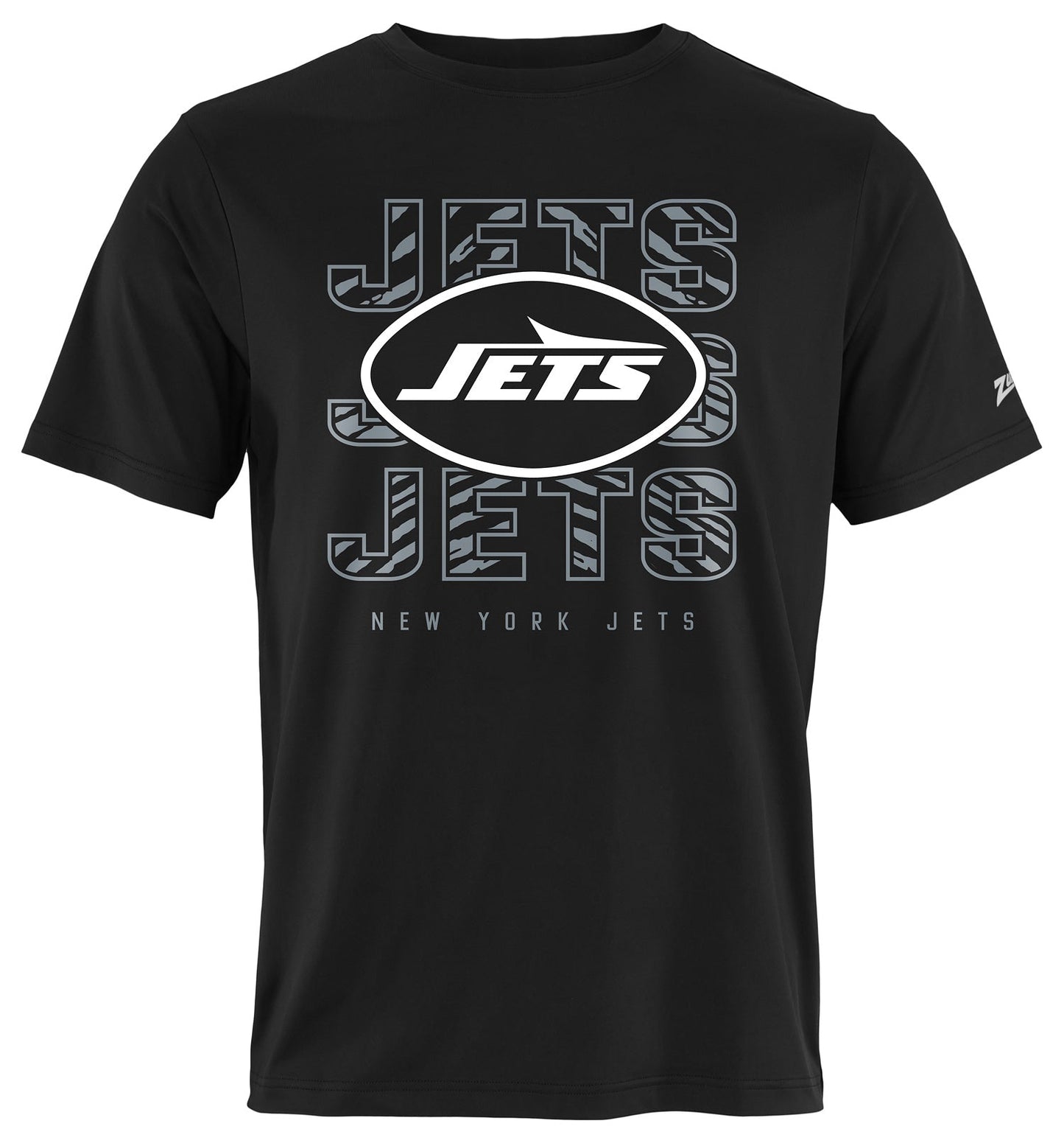 Zubaz NFL Men's Repeat Play Black Short Sleeve T-Shirt, New York Jets