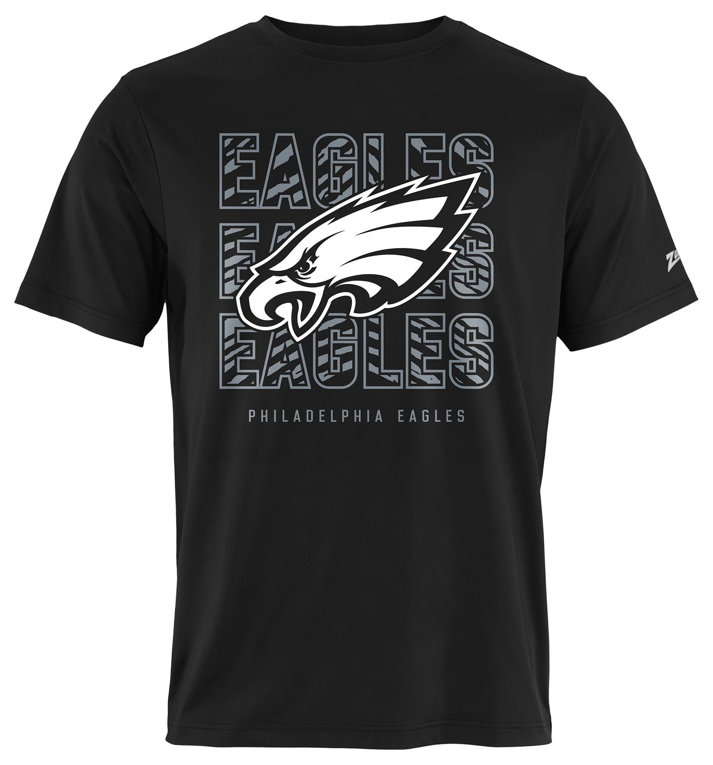 Zubaz NFL Men's Repeat Play Black Short Sleeve T-Shirt, Philadelphia Eagles