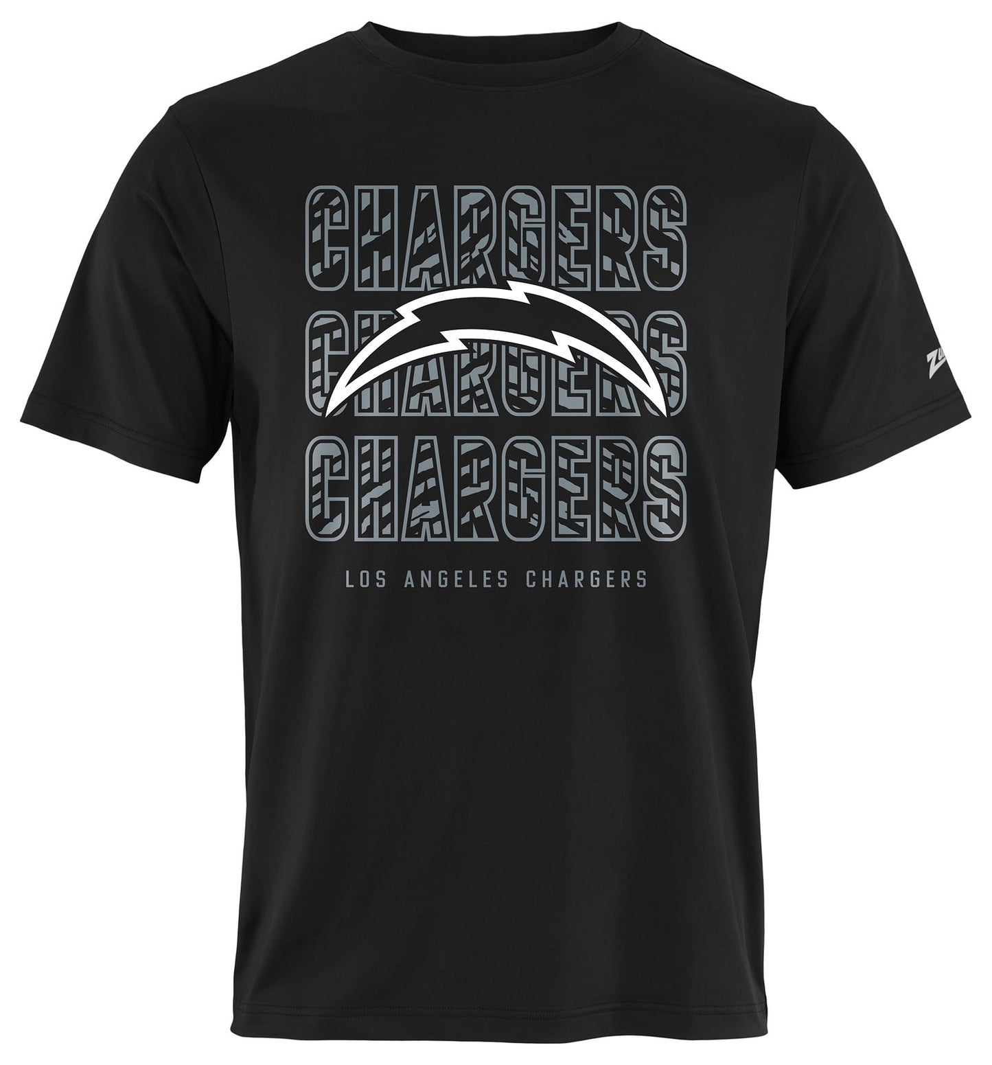 Zubaz NFL Men's Repeat Play Black Short Sleeve T-Shirt, Los Angeles Chargers