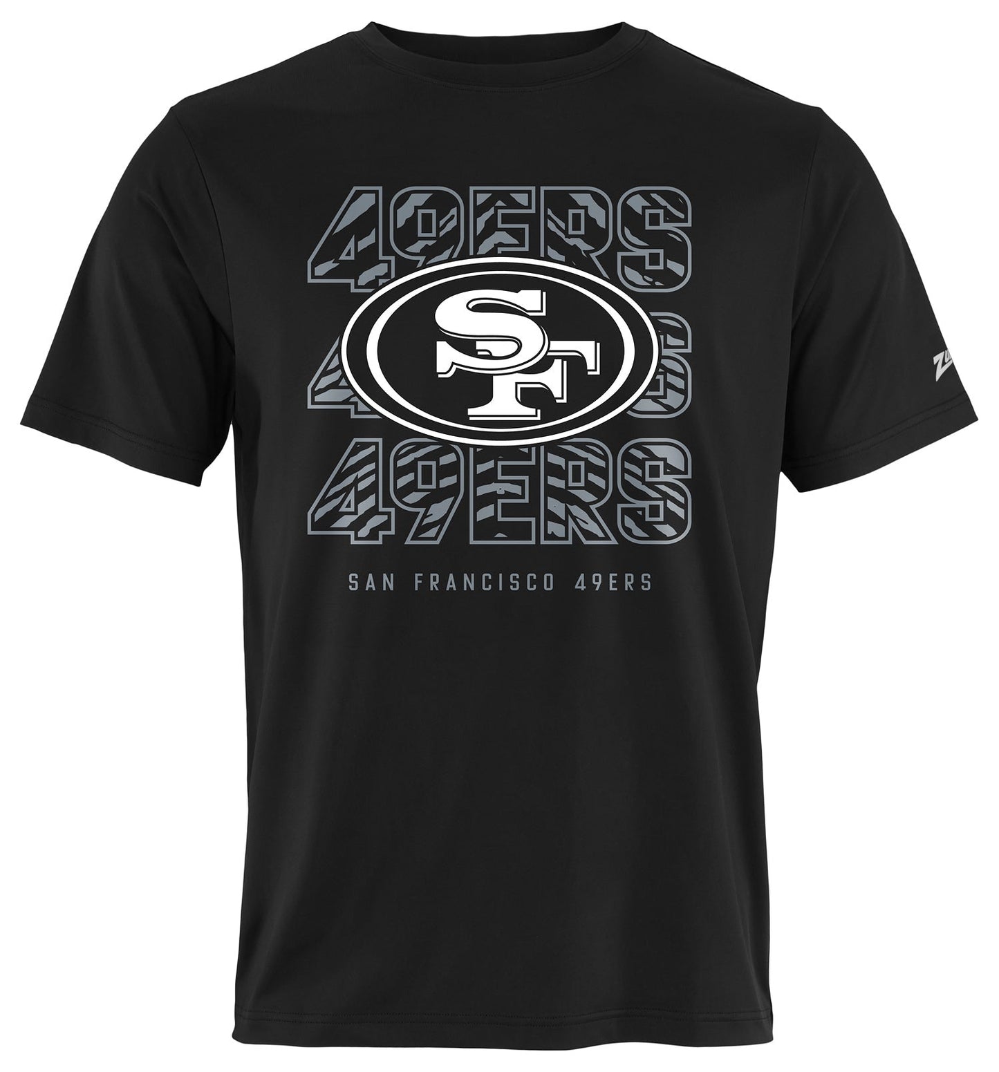Zubaz NFL Men's Repeat Play Black Short Sleeve T-Shirt, San Francisco 49ers