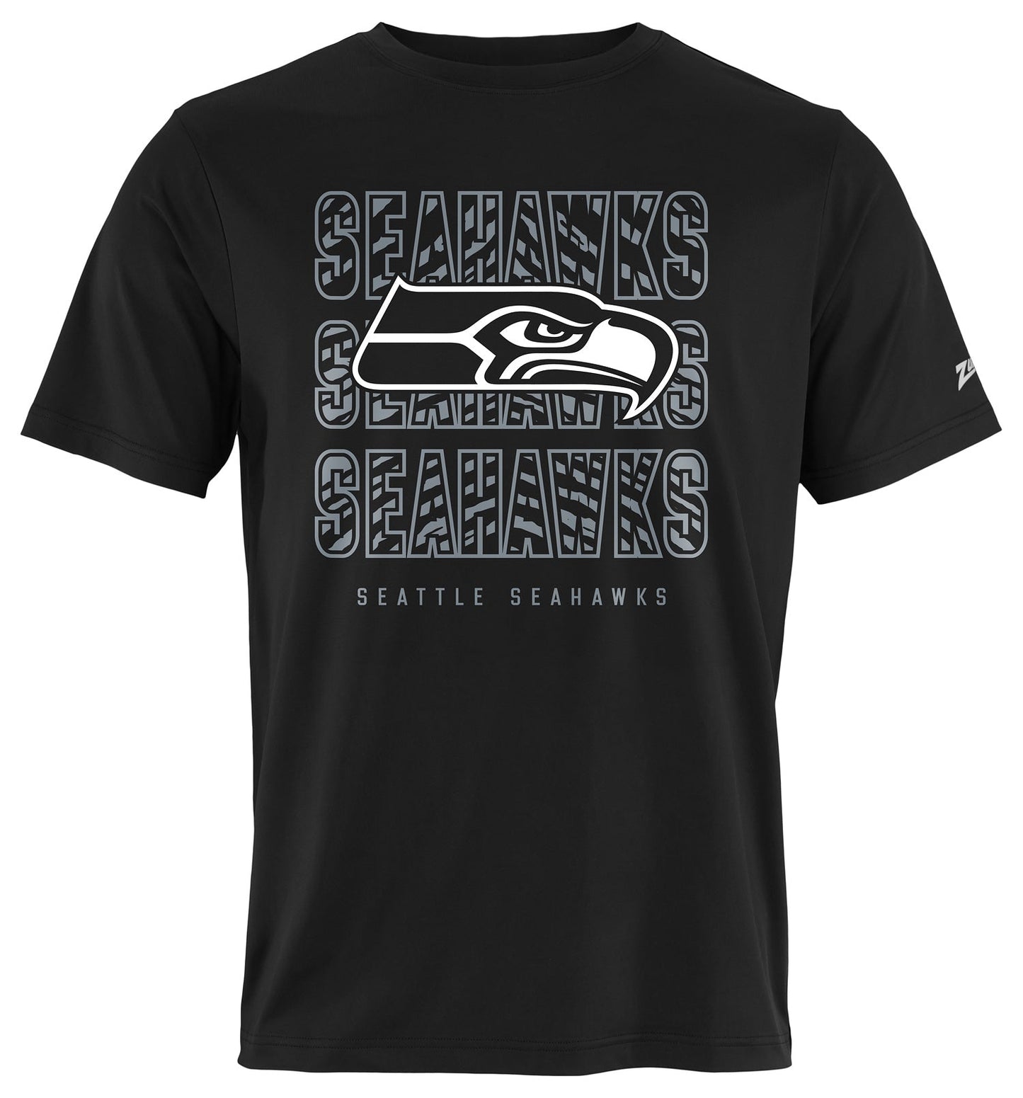 Zubaz NFL Men's Repeat Play Black Short Sleeve T-Shirt, Seattle Seahawks