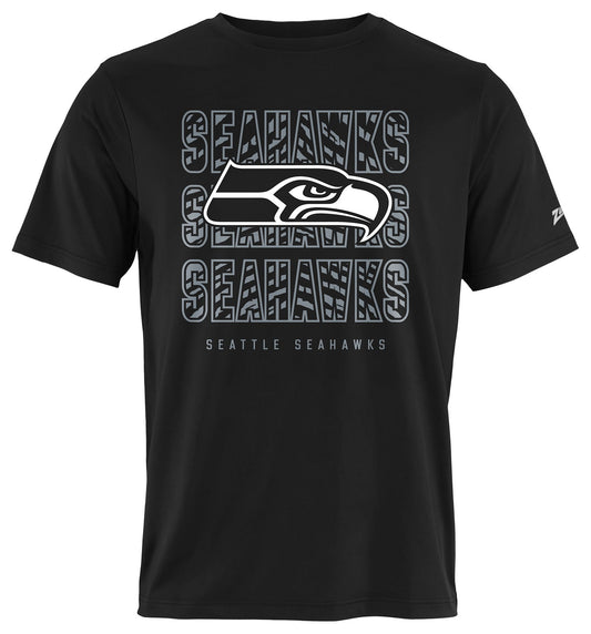 Zubaz NFL Men's Repeat Play Black Short Sleeve T-Shirt, Seattle Seahawks