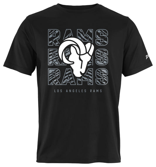 Zubaz NFL Men's Repeat Play Black Short Sleeve T-Shirt, Los Angeles Rams