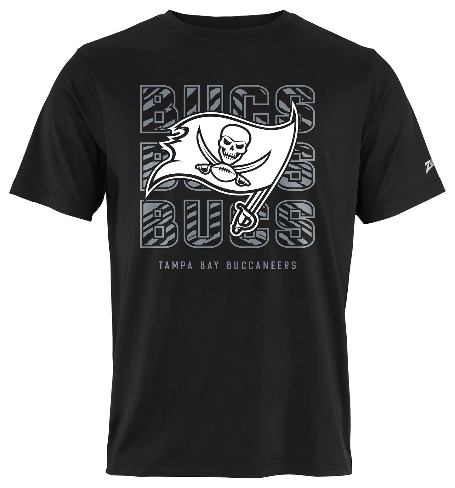 Zubaz NFL Men's Repeat Play Black Short Sleeve T-Shirt, Tampa Bay Buccaneers