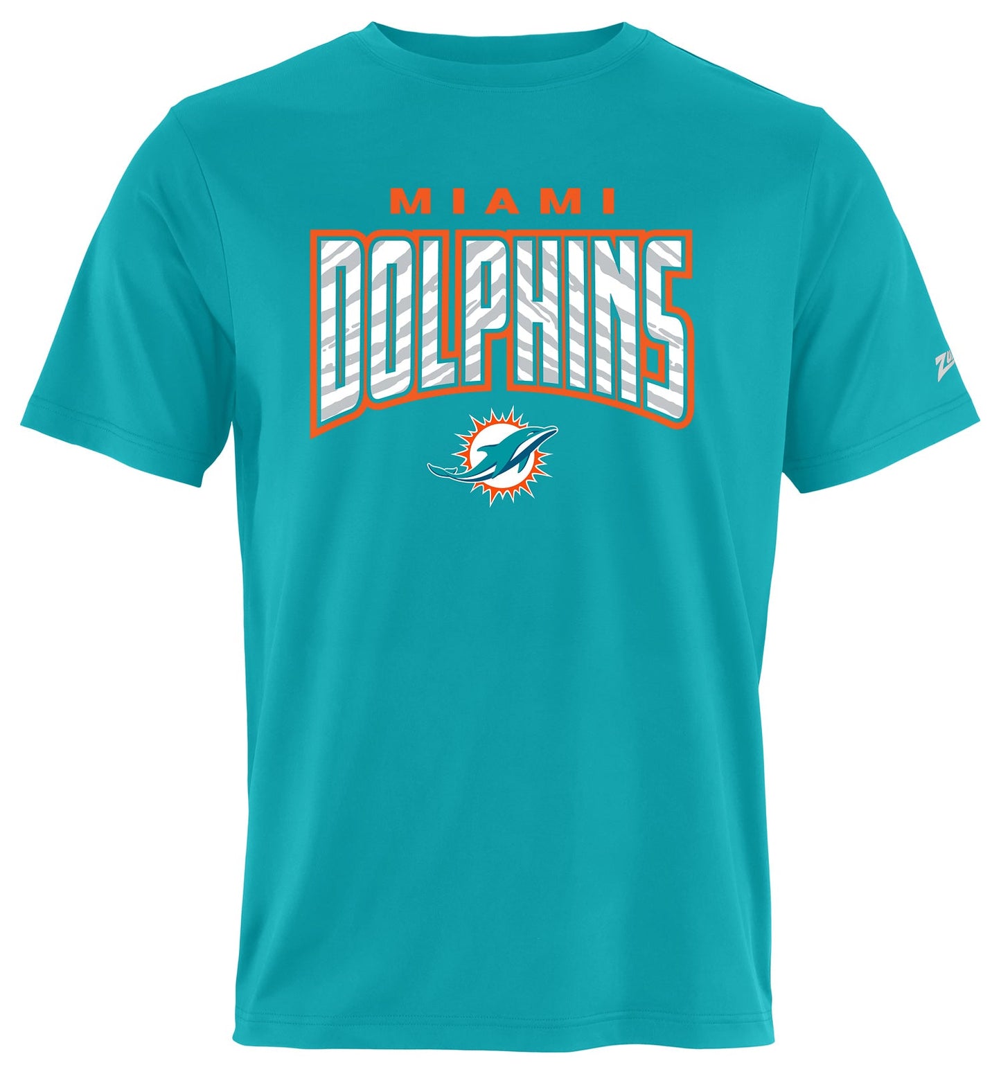Zubaz NFL Men's Hail Mary Primary Team Color Short Sleeve T-Shirt, Miami Dolphins