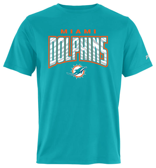 Zubaz NFL Men's Hail Mary Primary Team Color Short Sleeve T-Shirt, Miami Dolphins