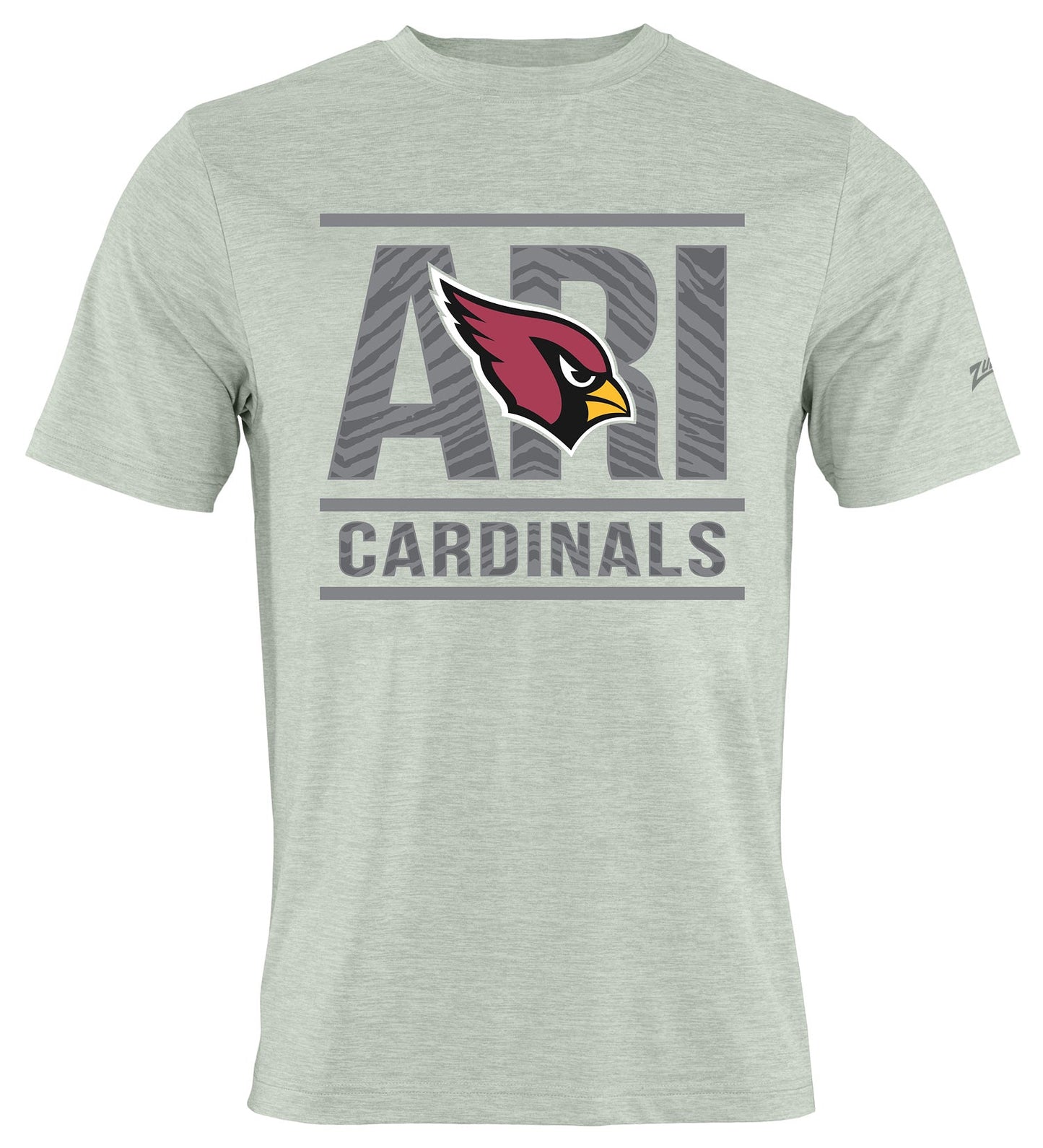 Zubaz NFL Men's Goal Line Heather Gray Short Sleeve T-Shirt, Arizona Cardinals