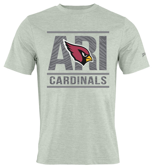 Zubaz NFL Men's Goal Line Heather Gray Short Sleeve T-Shirt, Arizona Cardinals