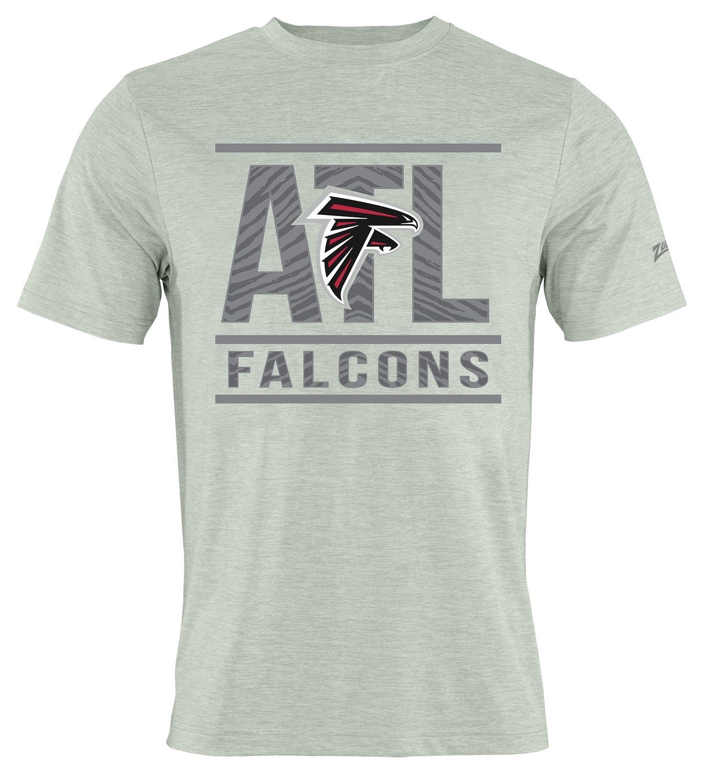 Zubaz NFL Men's Goal Line Heather Gray Short Sleeve T-Shirt, Atlanta Falcons