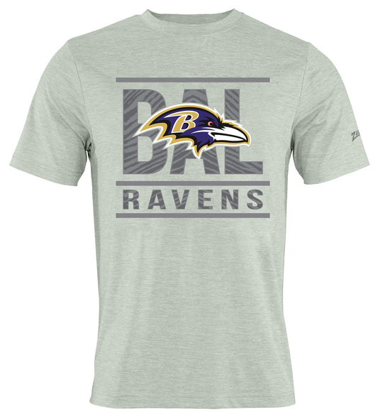 Zubaz NFL Men's Goal Line Heather Gray Short Sleeve T-Shirt, Baltimore Ravens