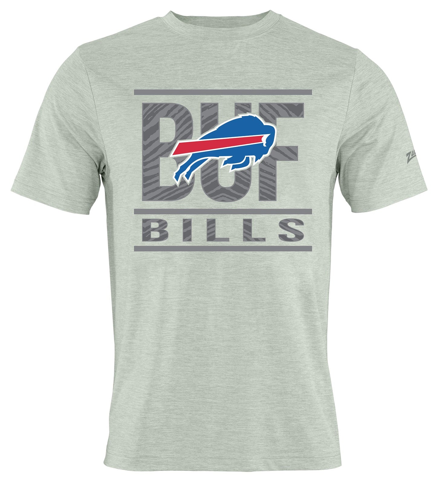 Zubaz NFL Men's Goal Line Heather Gray Short Sleeve T-Shirt, Buffalo Bills