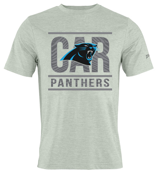 Zubaz NFL Men's Goal Line Heather Gray Short Sleeve T-Shirt, Carolina Panthers