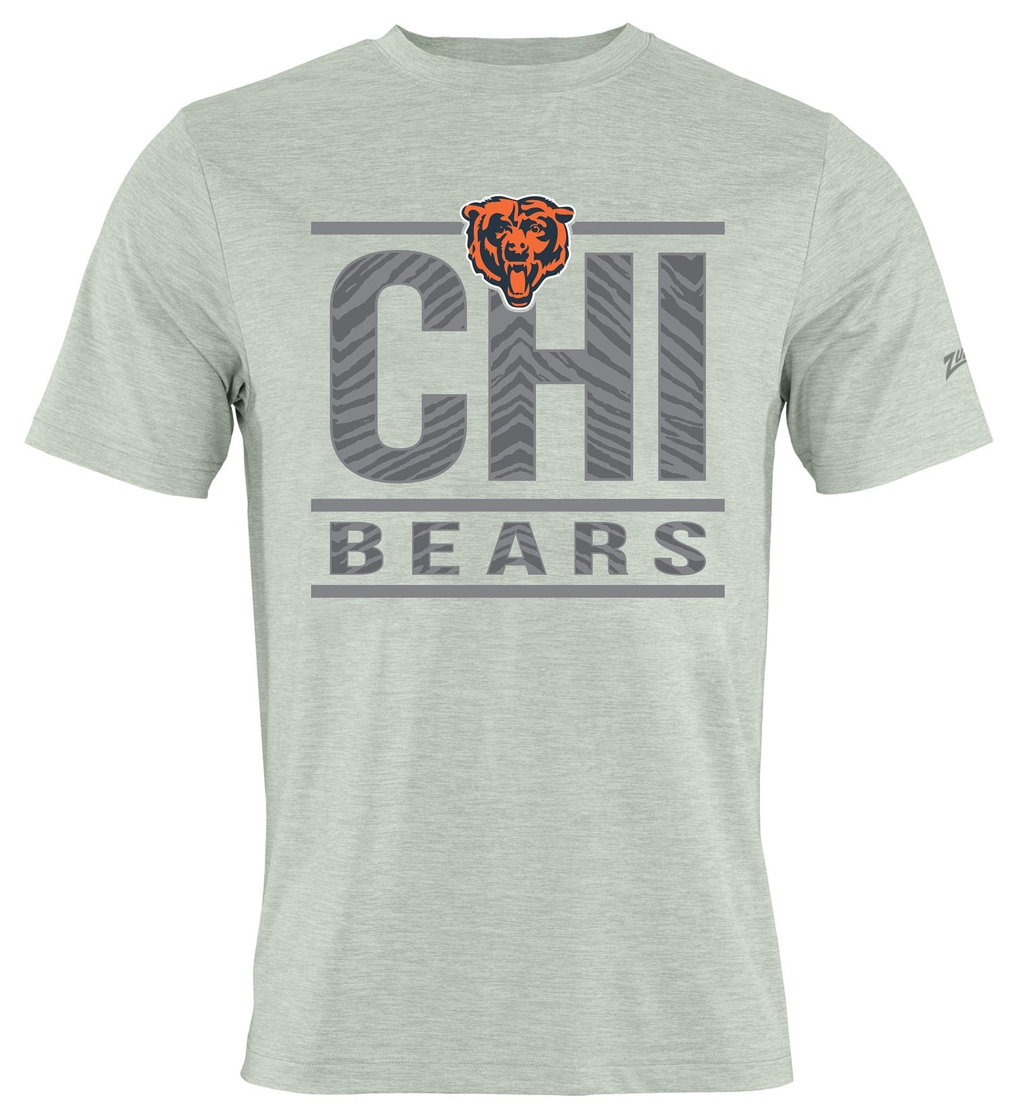 Zubaz NFL Men's Goal Line Heather Gray Short Sleeve T-Shirt, Chicago Bears
