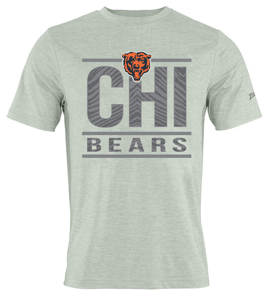 Zubaz NFL Men's Goal Line Heather Gray Short Sleeve T-Shirt, Chicago Bears