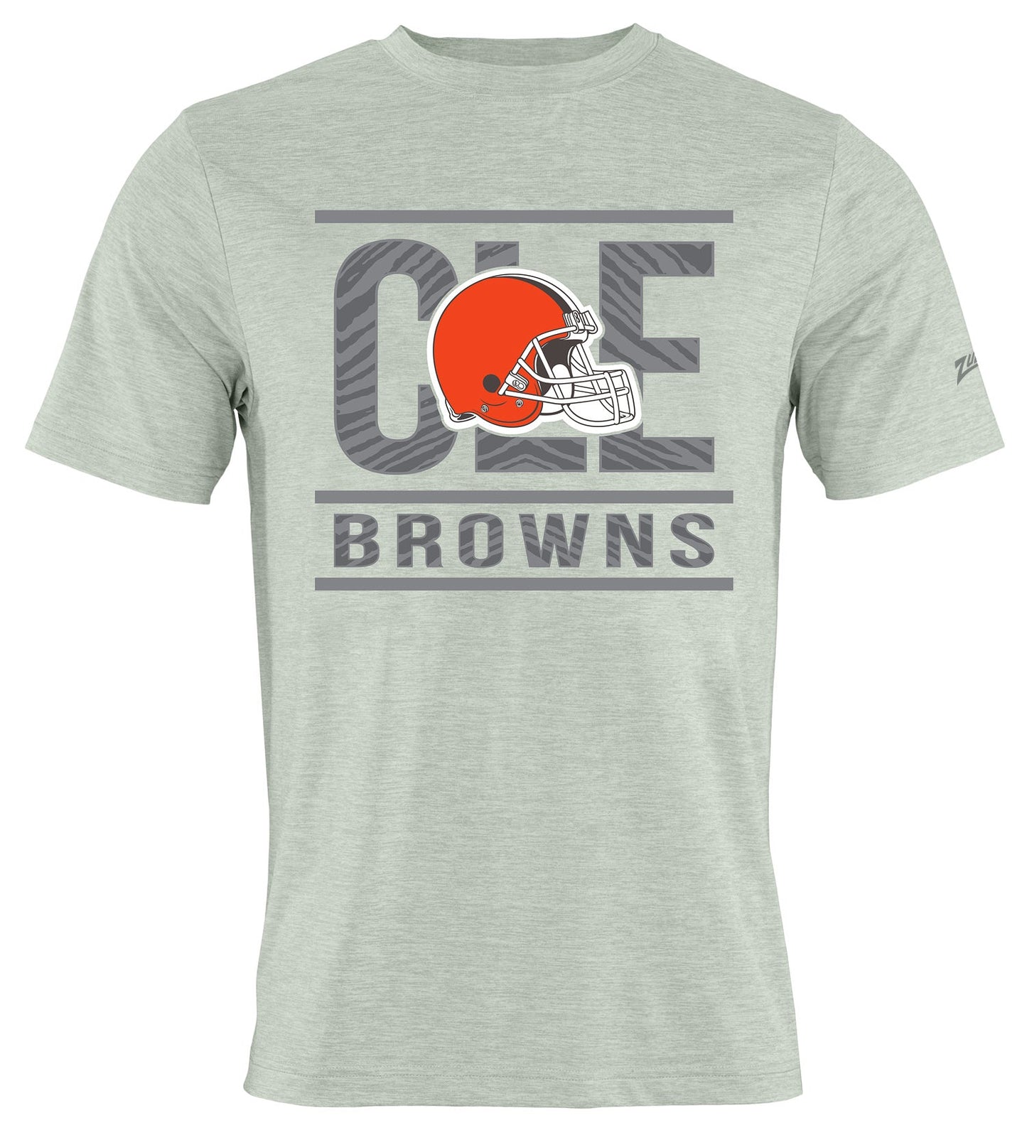 Zubaz NFL Men's Goal Line Heather Gray Short Sleeve T-Shirt, Cleveland Browns