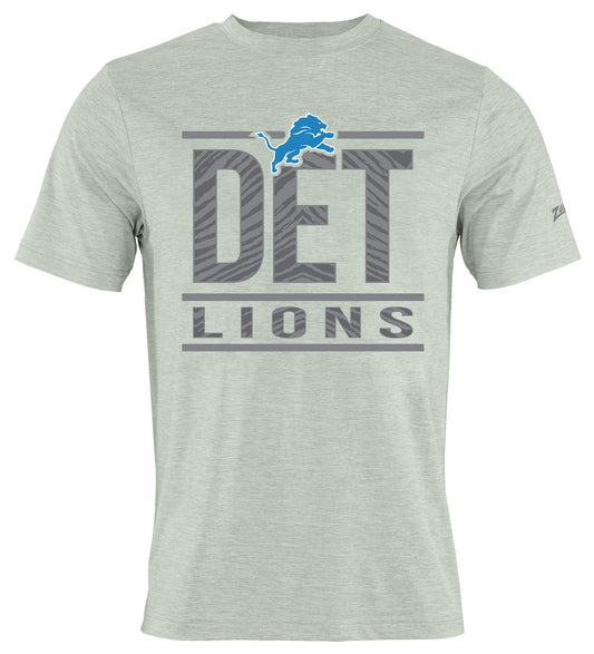 Zubaz NFL Men's Goal Line Heather Gray Short Sleeve T-Shirt, Detroit Lions