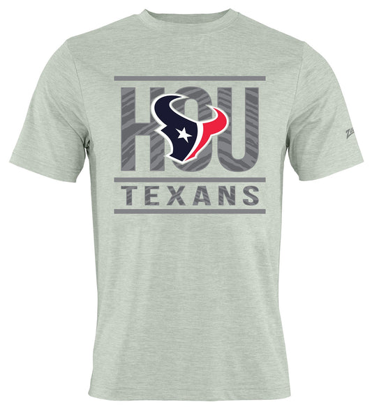 Zubaz NFL Men's Goal Line Heather Gray Short Sleeve T-Shirt, Houston Texans