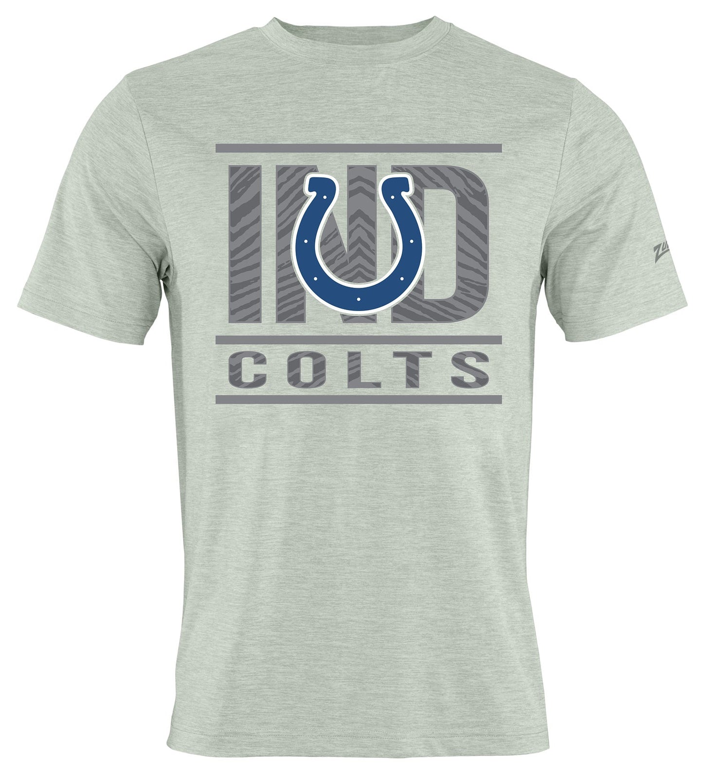 Zubaz NFL Men's Goal Line Heather Gray Short Sleeve T-Shirt, Indianapolis Colts