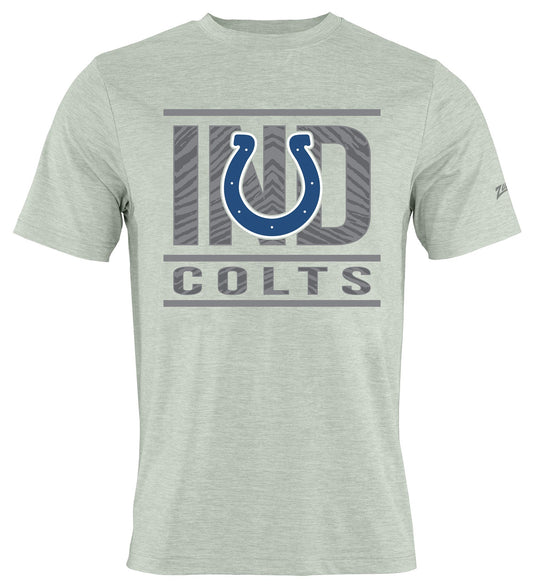 Zubaz NFL Men's Goal Line Heather Gray Short Sleeve T-Shirt, Indianapolis Colts