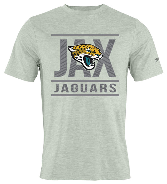 Zubaz NFL Men's Goal Line Heather Gray Short Sleeve T-Shirt, Jacksonville Jaguars