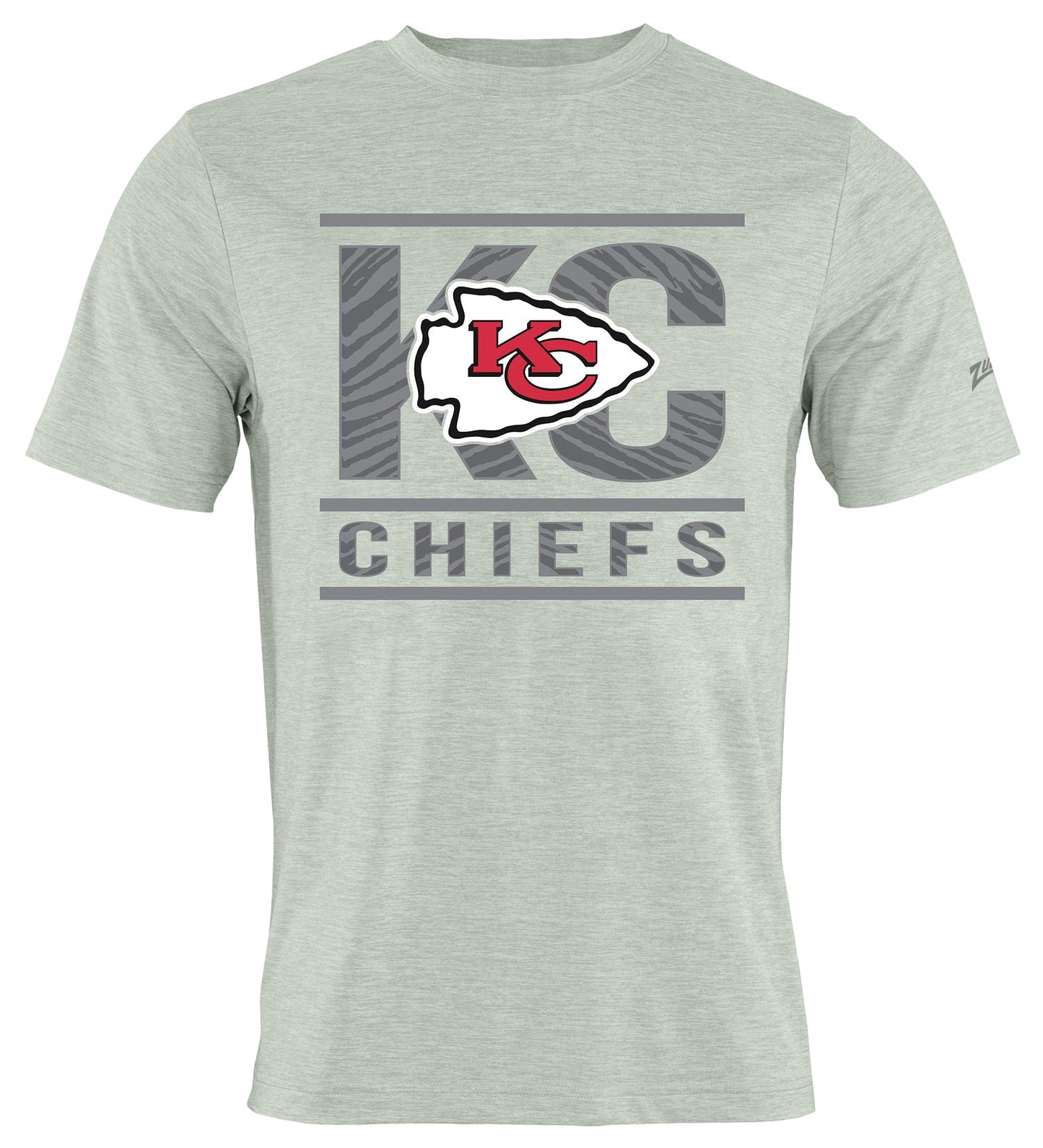 Zubaz NFL Men's Goal Line Heather Gray Short Sleeve T-Shirt, Kansas City Chiefs
