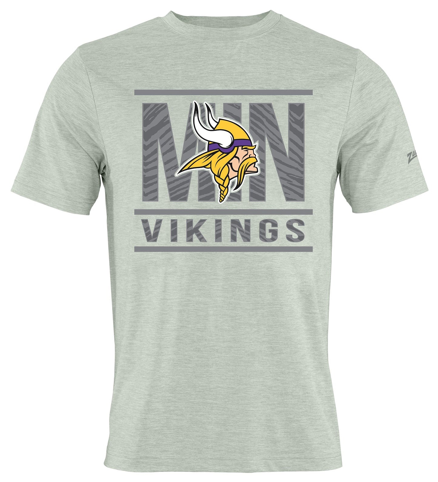 Zubaz NFL Men's Goal Line Heather Gray Short Sleeve T-Shirt, Minnesota Vikings