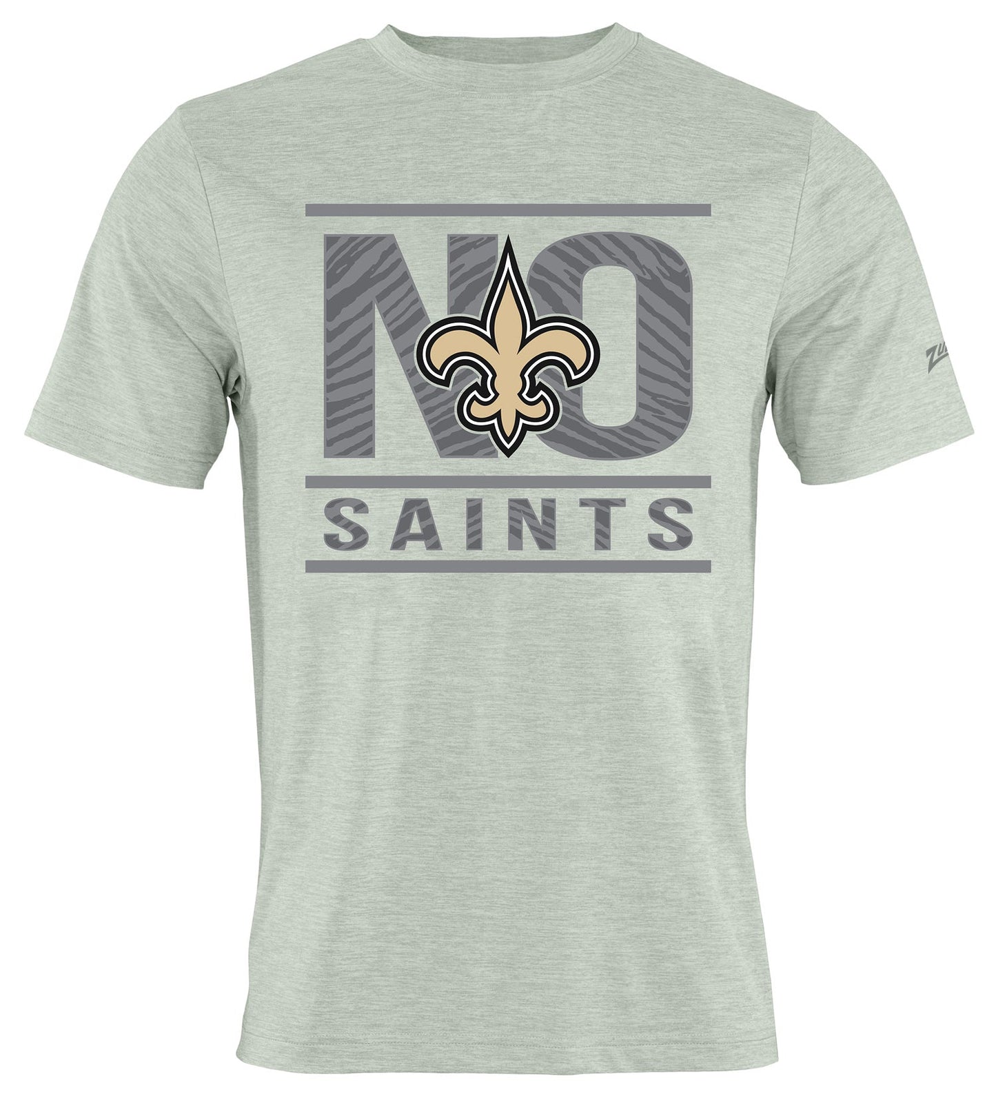 Zubaz NFL Men's Goal Line Heather Gray Short Sleeve T-Shirt, New Orleans Saints