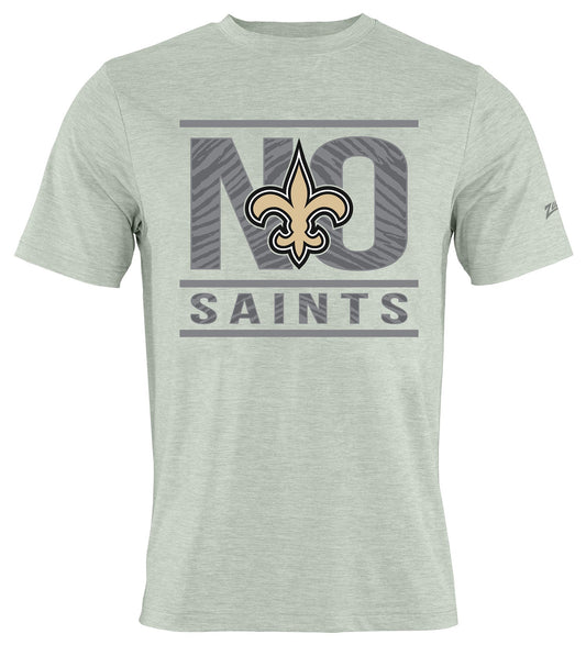 Zubaz NFL Men's Goal Line Heather Gray Short Sleeve T-Shirt, New Orleans Saints