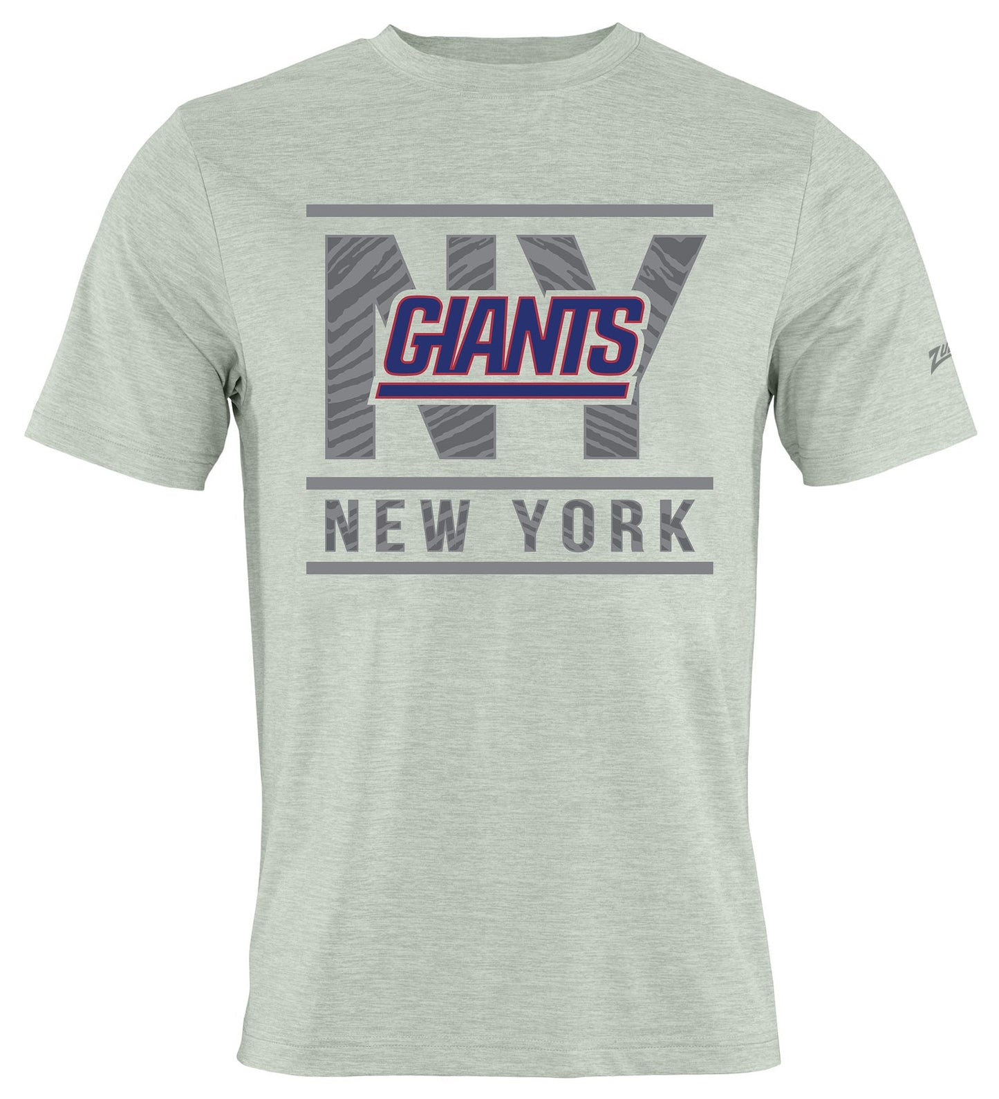 Zubaz NFL Men's Goal Line Heather Gray Short Sleeve T-Shirt, New York Giants
