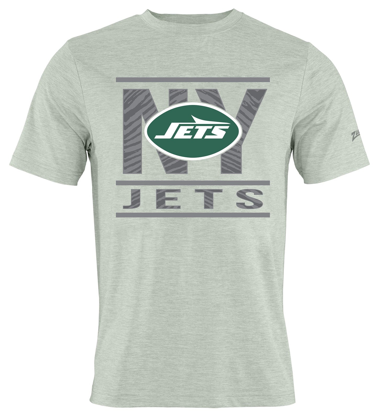 Zubaz NFL Men's Goal Line Heather Gray Short Sleeve T-Shirt, New York Jets