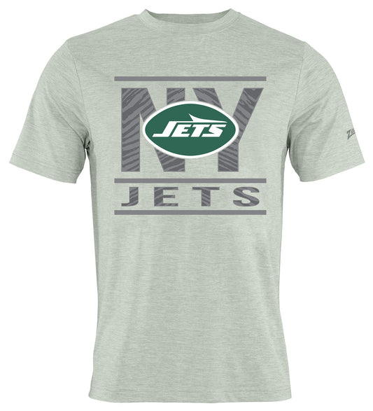 Zubaz NFL Men's Goal Line Heather Gray Short Sleeve T-Shirt, New York Jets