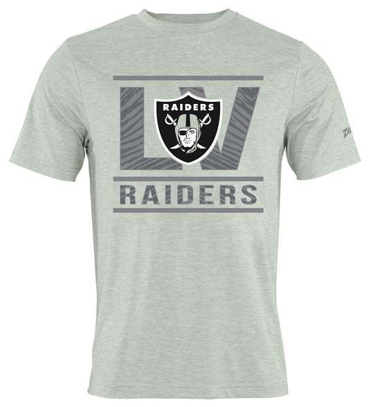 Zubaz NFL Men's Goal Line Heather Gray Short Sleeve T-Shirt, Las Vegas Raiders
