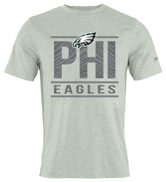 Zubaz NFL Men's Goal Line Heather Gray Short Sleeve T-Shirt, Philadelphia Eagles