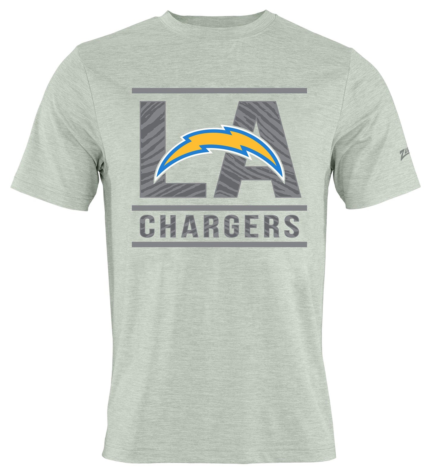 Zubaz NFL Men's Goal Line Heather Gray Short Sleeve T-Shirt, Los Angeles Chargers