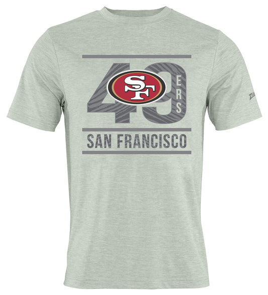 Zubaz NFL Men's Goal Line Heather Gray Short Sleeve T-Shirt, San Francisco 49ers