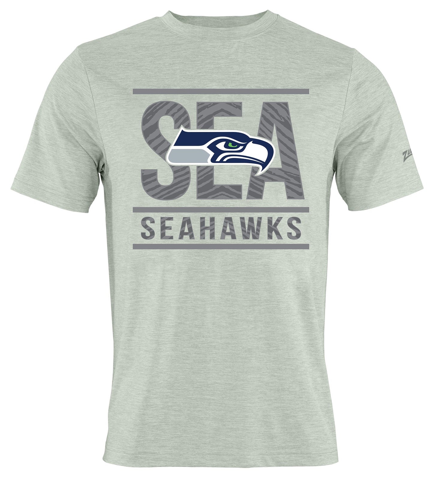 Zubaz NFL Men's Goal Line Heather Gray Short Sleeve T-Shirt, Seattle Seahawks