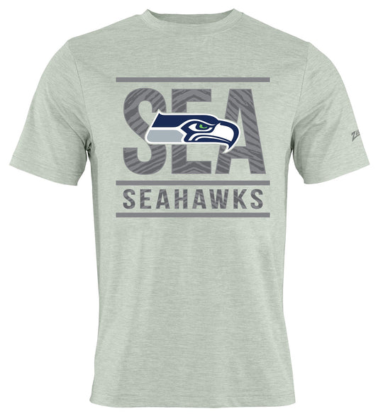 Zubaz NFL Men's Goal Line Heather Gray Short Sleeve T-Shirt, Seattle Seahawks