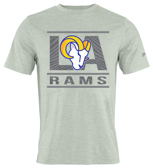 Zubaz NFL Men's Goal Line Heather Gray Short Sleeve T-Shirt, Los Angeles Rams