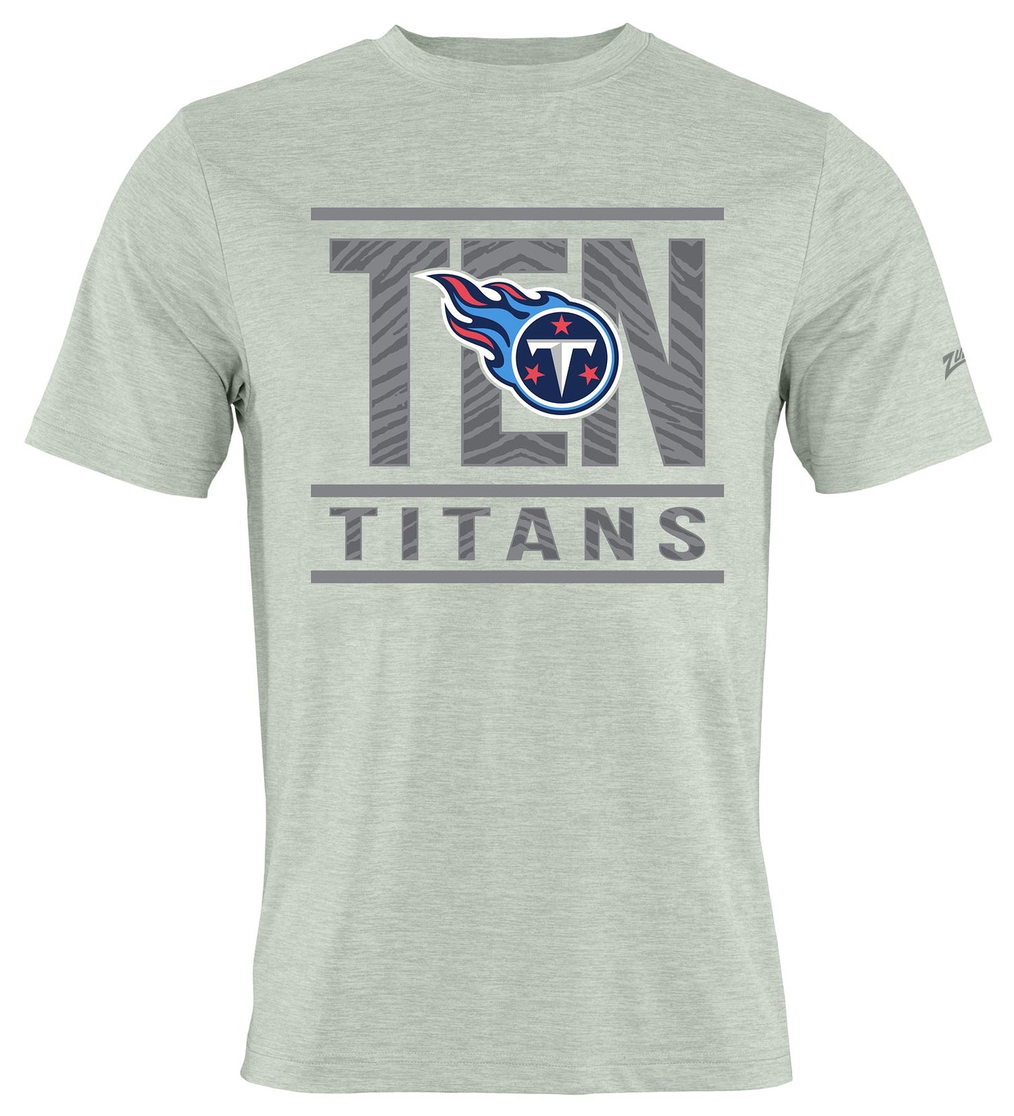 Zubaz NFL Men's Goal Line Heather Gray Short Sleeve T-Shirt, Tennessee Titans