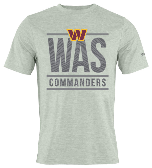 Zubaz NFL Men's Goal Line Heather Gray Short Sleeve T-Shirt, Washington Commanders
