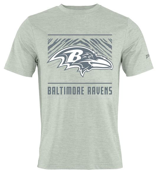 Zubaz NFL Men's Tunnel Heather Gray Short Sleeve T-Shirt, Baltimore Ravens