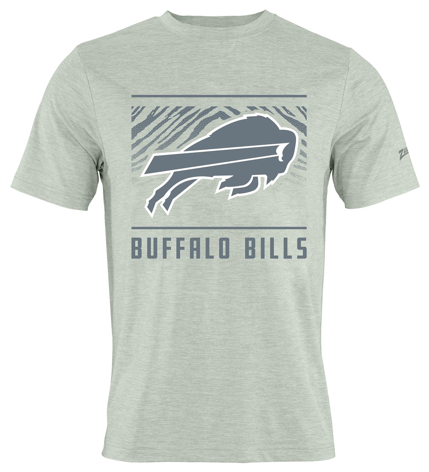 Zubaz NFL Men's Tunnel Heather Gray Short Sleeve T-Shirt, Buffalo Bills