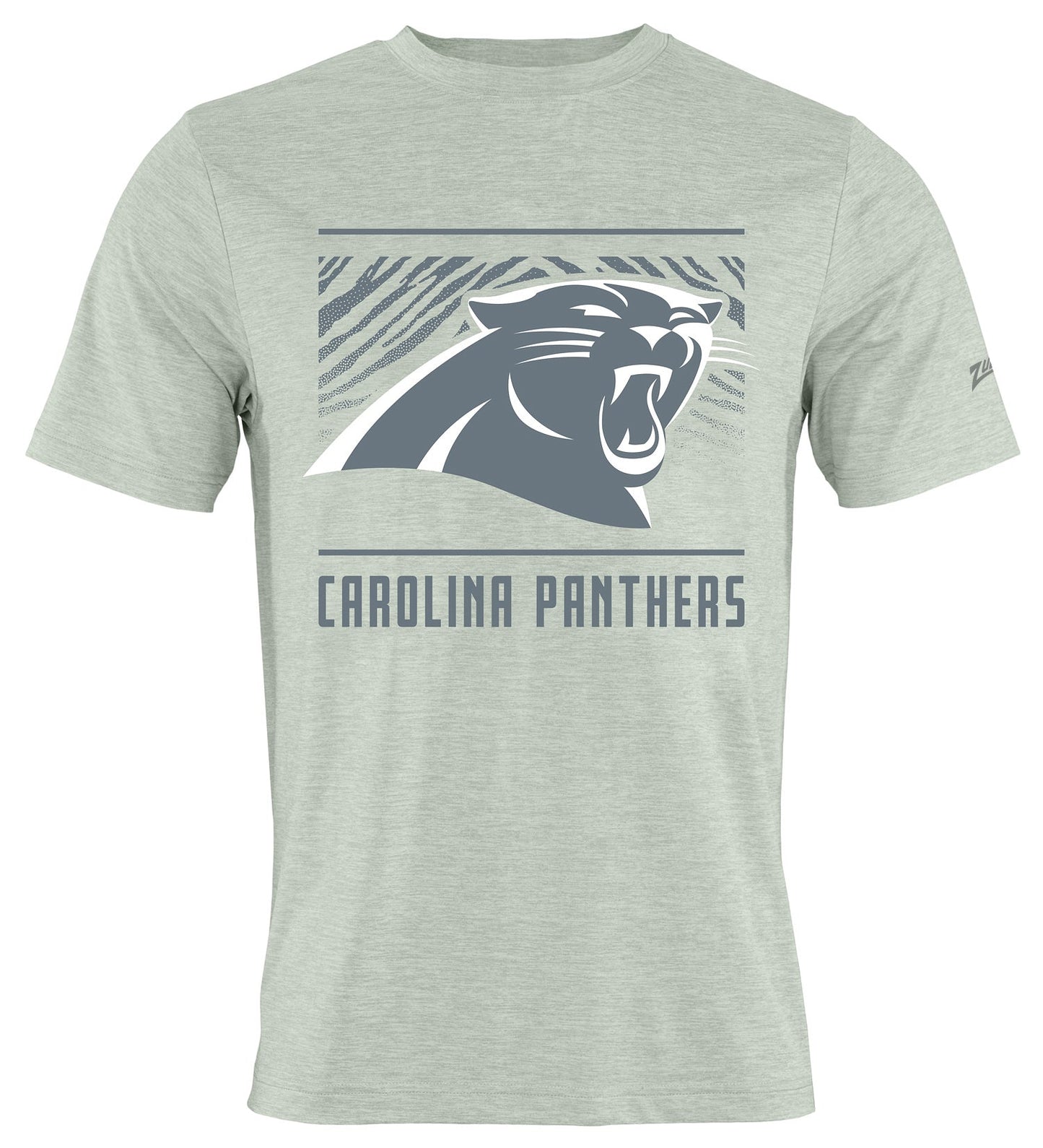 Zubaz NFL Men's Tunnel Heather Gray Short Sleeve T-Shirt, Carolina Panthers