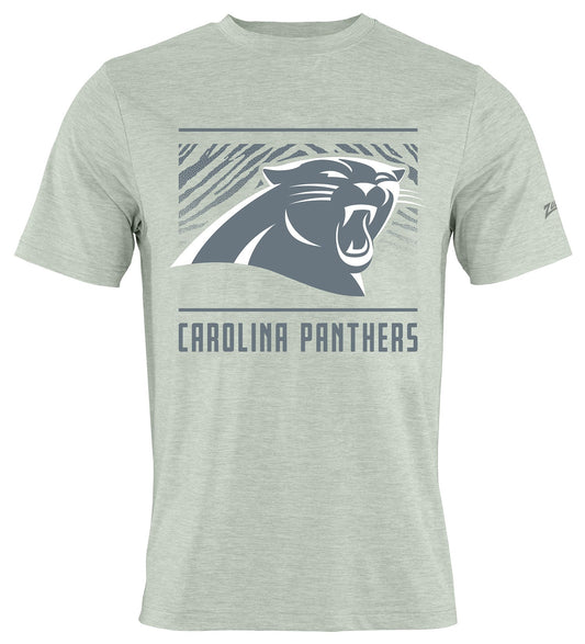 Zubaz NFL Men's Tunnel Heather Gray Short Sleeve T-Shirt, Carolina Panthers