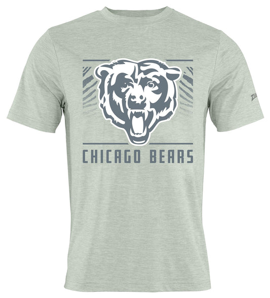 Zubaz NFL Men's Tunnel Heather Gray Short Sleeve T-Shirt, Chicago Bears