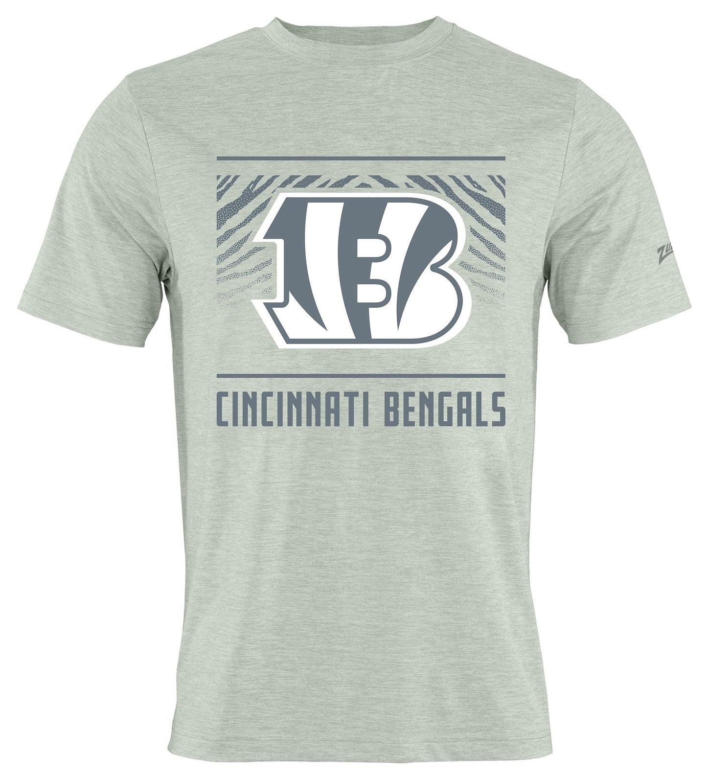 Zubaz NFL Men's Tunnel Heather Gray Short Sleeve T-Shirt, Cincinnati Bengals